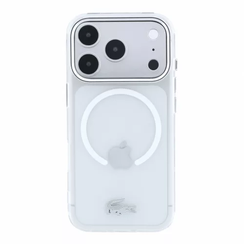 Lacoste IML Frosted Petit Pique Metal Logo MagSafe tok, Apple iPhone 18 Pro Max - Transparent