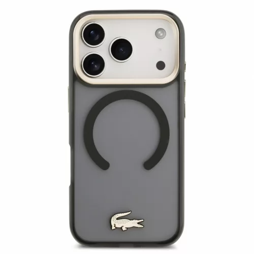 Lacoste IML Shockproof Petit Pique Gold Logo MagSafe tok, Apple iPhone 18 Pro - fekete