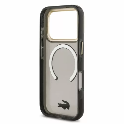 Lacoste IML Shockproof Petit Pique Gold Logo MagSafe tok, Apple iPhone 18 Pro - fekete