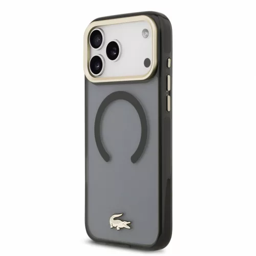 Lacoste IML Shockproof Petit Pique Gold Logo MagSafe tok, Apple iPhone 18 Pro Max - fekete
