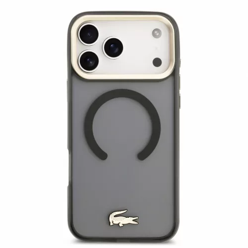 Lacoste IML Shockproof Petit Pique Gold Logo MagSafe tok, Apple iPhone 18 Pro Max - fekete