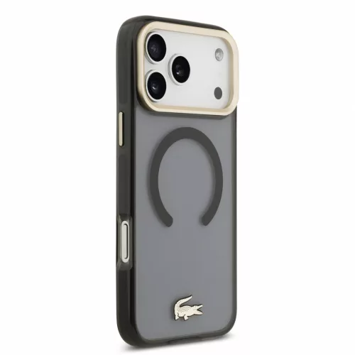 Lacoste IML Shockproof Petit Pique Gold Logo MagSafe tok, Apple iPhone 18 Pro Max - fekete