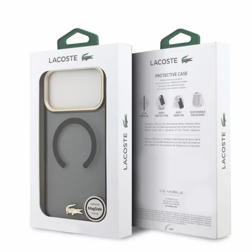 Lacoste IML Shockproof Petit Pique Gold Logo MagSafe tok, Apple iPhone 18 Pro Max - fekete