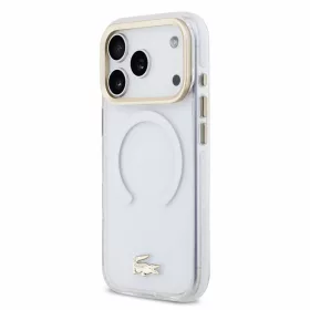   Lacoste IML Shockproof Petit Pique Gold Logo MagSafe tok, Apple iPhone 18 Pro - Transparent