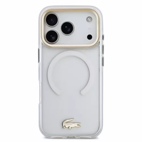 Lacoste IML Shockproof Petit Pique Gold Logo MagSafe tok, Apple iPhone 18 Pro - Transparent