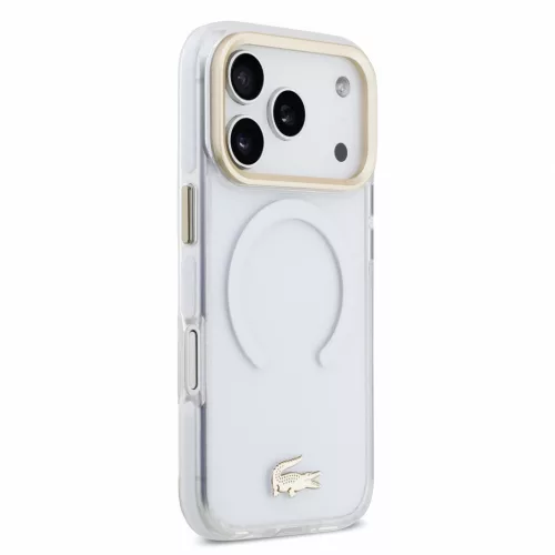 Lacoste IML Shockproof Petit Pique Gold Logo MagSafe tok, Apple iPhone 18 Pro - Transparent