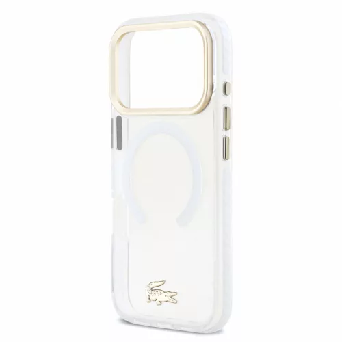 Lacoste IML Shockproof Petit Pique Gold Logo MagSafe tok, Apple iPhone 18 Pro - Transparent