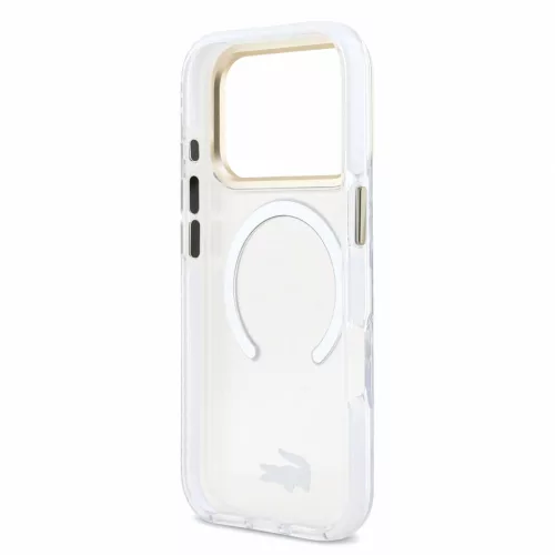 Lacoste IML Shockproof Petit Pique Gold Logo MagSafe tok, Apple iPhone 18 Pro - Transparent