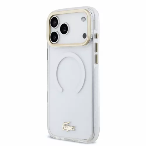 Lacoste IML Shockproof Petit Pique Gold Logo MagSafe tok, Apple iPhone 18 Pro Max - Transparent