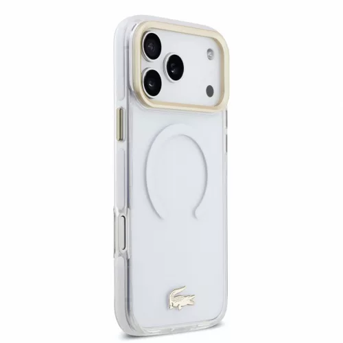 Lacoste IML Shockproof Petit Pique Gold Logo MagSafe tok, Apple iPhone 18 Pro Max - Transparent
