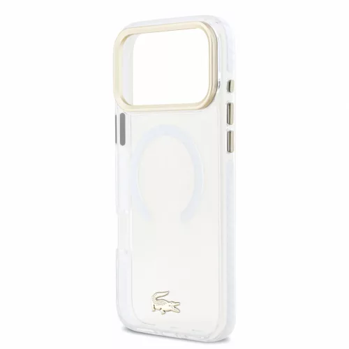 Lacoste IML Shockproof Petit Pique Gold Logo MagSafe tok, Apple iPhone 18 Pro Max - Transparent