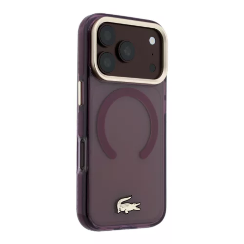 Lacoste Pc/TPU Frosted Finish Gold Logo MagSafe tok, Apple iPhone 18 Pro - Burgundy