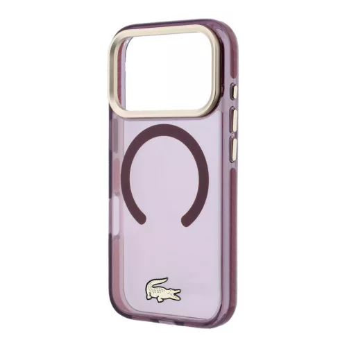 Lacoste Pc/TPU Frosted Finish Gold Logo MagSafe tok, Apple iPhone 18 Pro - Burgundy