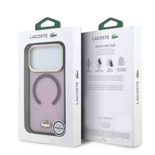 Lacoste Pc/TPU Frosted Finish Gold Logo MagSafe tok, Apple iPhone 18 Pro - Burgundy
