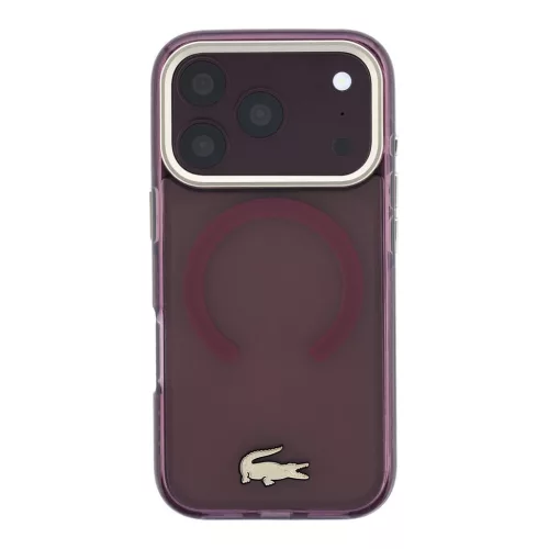 Lacoste Pc/TPU Frosted Finish Gold Logo MagSafe tok, Apple iPhone 18 Pro Max - Burgundy