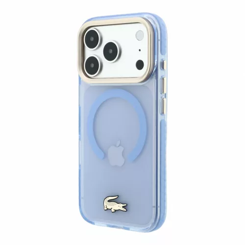Lacoste IML Shockproof Petit Pique Gold Logo MagSafe tok, Apple iPhone 18 Pro Max - kék