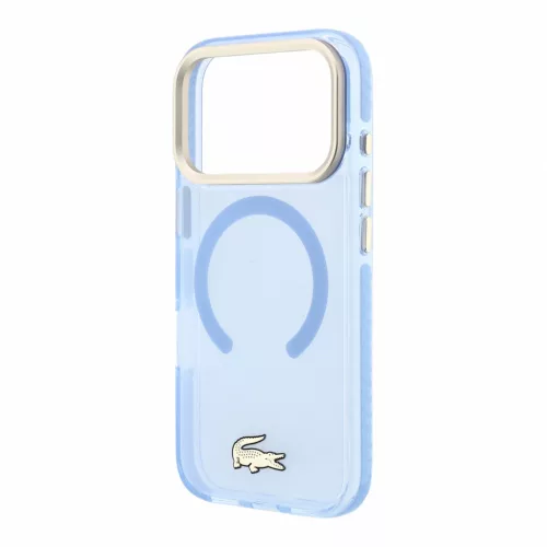 Lacoste IML Shockproof Petit Pique Gold Logo MagSafe tok, Apple iPhone 18 Pro Max - kék