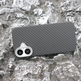Aramid mágneses karbon tok, Iphone 16,  Fekete