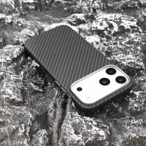Mágneses aramid karbon tok, iPhone 17 Pro Max, Fekete