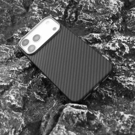 Mágneses aramid karbon tok, iPhone 17 Pro, Fekete