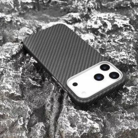 Mágneses aramid karbon tok, iPhone 17 Pro, Fekete