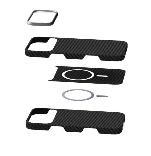 Mágneses aramid karbon tok, iPhone 17 Pro, Fekete