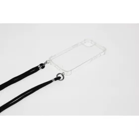 iPhone 15 Plus TPU+PC Átlát.tok,Fekete zsinórral