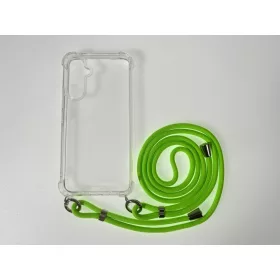 iPhone 15 Plus TPU+PC Átlát.tok,Neon Zöld zsinórral