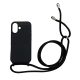 iPhone 16  TPU+PC Fekete tok,Fekete zsinórral