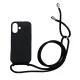 iPhone 16  TPU+PC Fekete tok,Fekete zsinórral