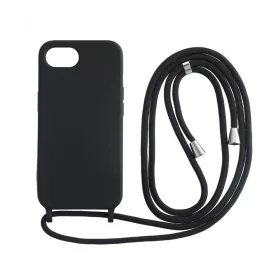 Iphone 17e/16e TPU+PC fekete tok,Fekete zsinórral