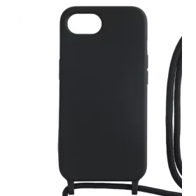 Iphone 17e/16e TPU+PC fekete tok,Fekete zsinórral