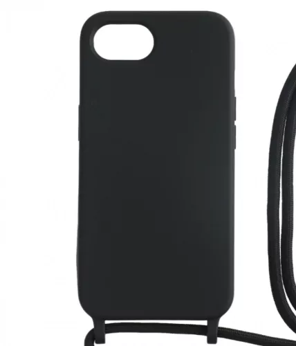 Iphone 17e/16e TPU+PC fekete tok,Fekete zsinórral