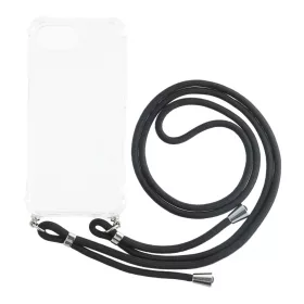 Iphone 17e/16e  TPU+PC átlátszó tok,Fekete zsinórral