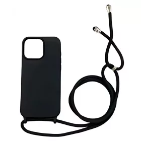 iPhone 16 Pro TPU+PC Feket tok,Fekete zsinórral