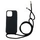 iPhone 16 Pro TPU+PC Feket tok,Fekete zsinórral