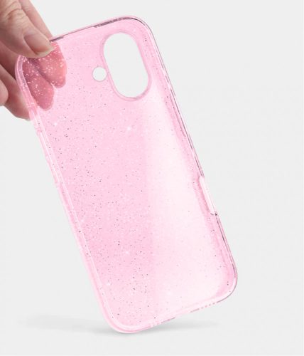 Iphone 16 Pro csillámos szilikon hátlap, Pink