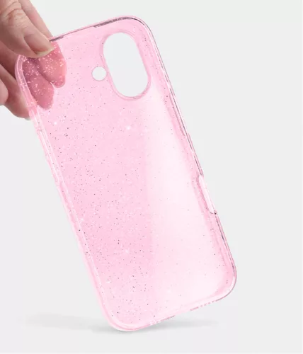 Iphone 16 Pro csillámos szilikon hátlap, Pink