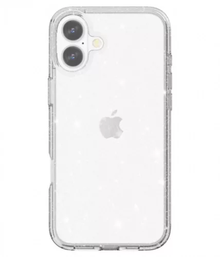 Iphone 16 Pro csillámos szilikon hátlap, Átlátszó