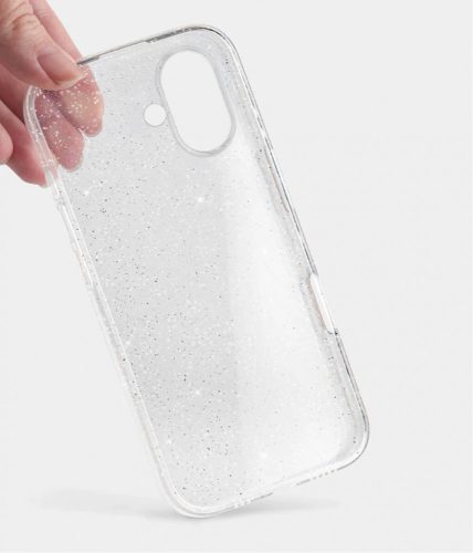 Iphone 16 Pro csillámos szilikon hátlap, Átlátszó