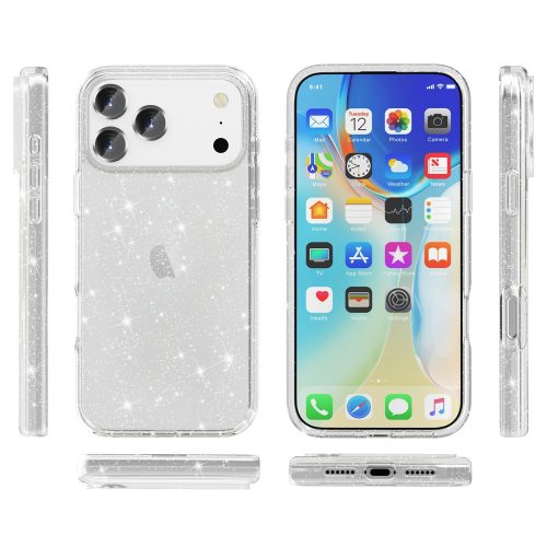 Iphone 17 Pro csillámos szilikon telefontok, Átlátszó