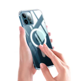 iPhone 14 Pro TPU+PC mágneses tok, Átlátszó