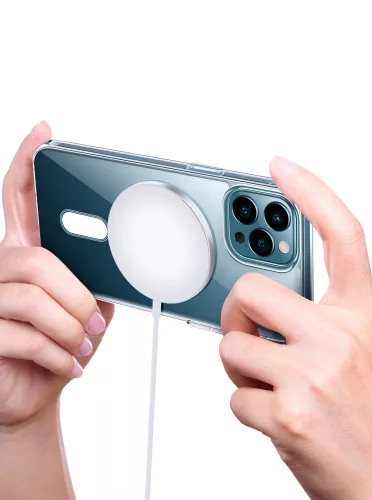 iPhone 14 Pro Max TPU+PC mágneses tok, Átlátszó