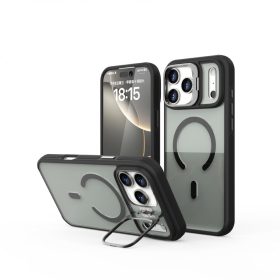 iPhone 17 Pro mágneses kamera kitámasztós tok, Fekete