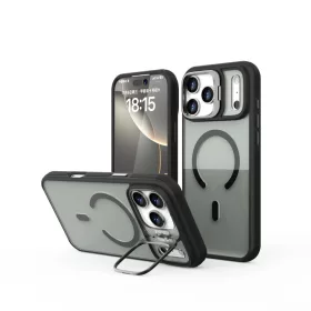 iPhone 17 Pro mágneses kamera kitámasztós tok, Fekete
