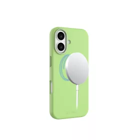 Mágneses puha szilikon tok, iPhone 17, Neonzöld