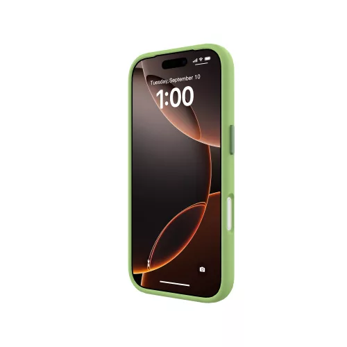 Mágneses puha szilikon tok, iPhone 17 Pro, Neonzöld