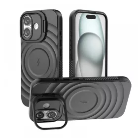 Iphone 16 mágneses ütésálló tok, Fekete