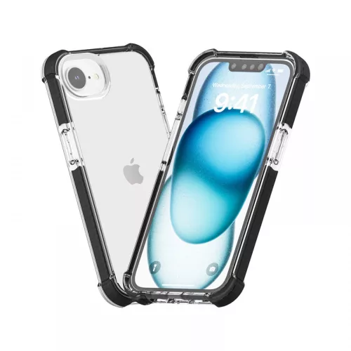 iPhone 17e/16e ütésálló szilikon hátlap, Fekete