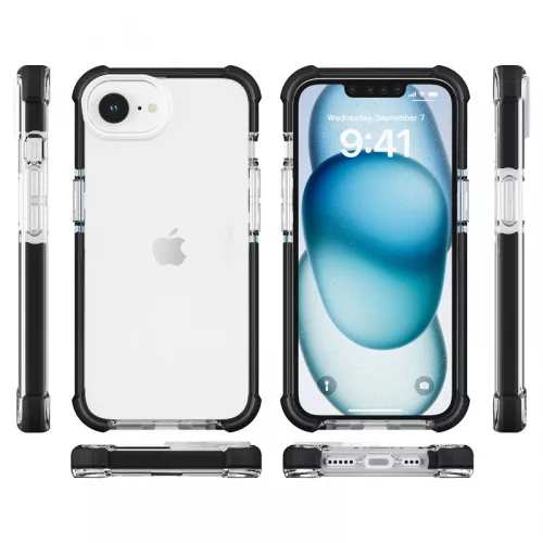 iPhone 17e/16e ütésálló szilikon hátlap, Fekete